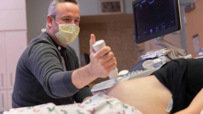 Physician doing ultrasound at Children's Hospital Colorado