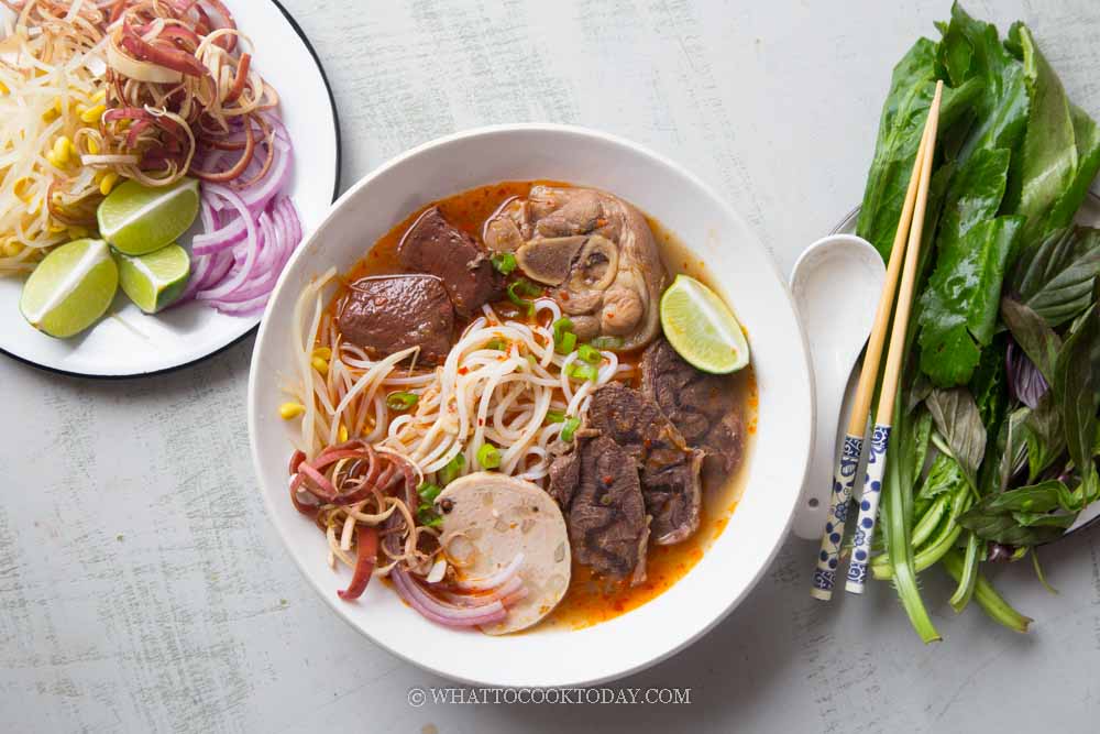 Easy Instant Pot Bun Bo Hue (Vietnamese Hue-Style Beef and Pork Noodle Soup)
