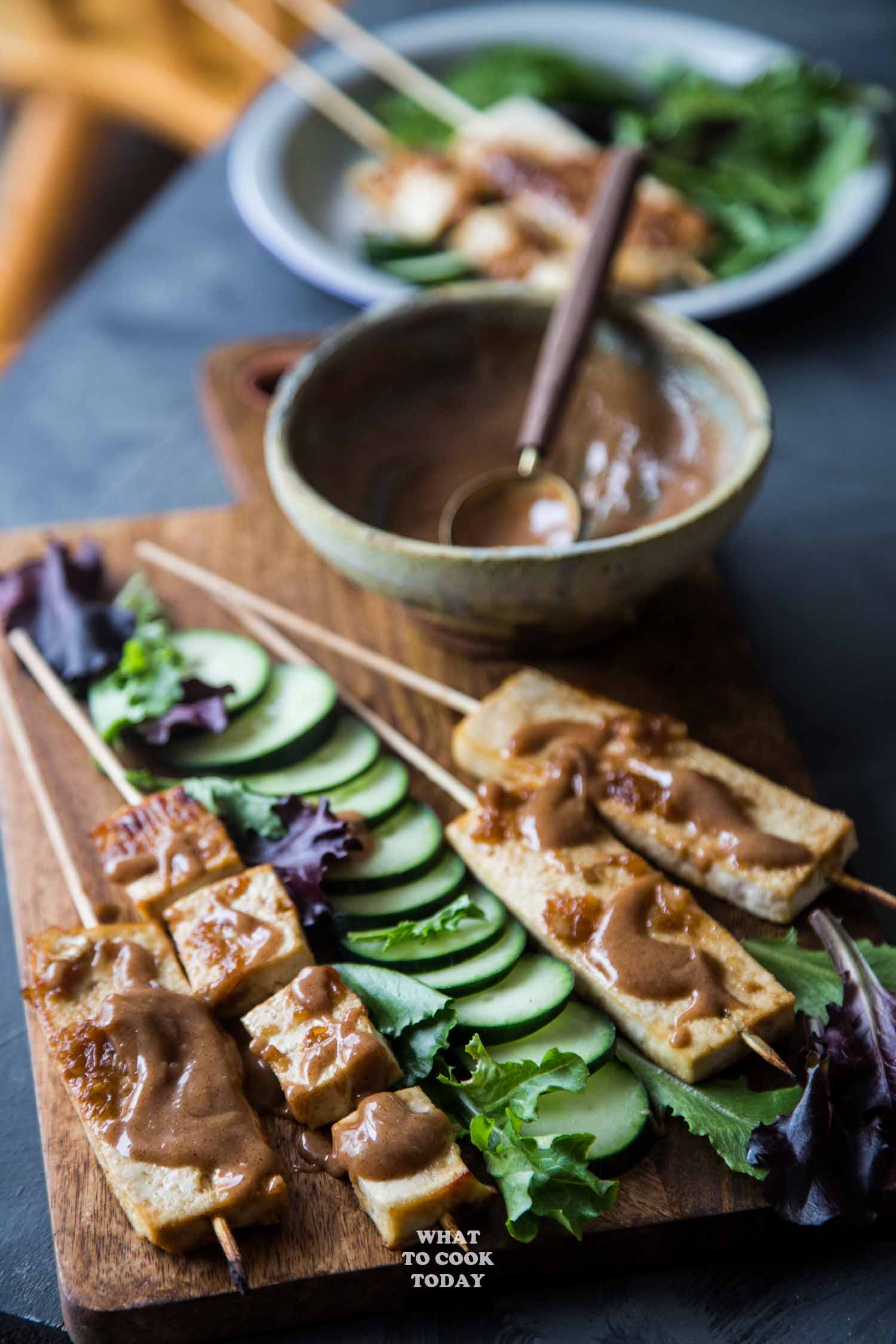 Tofu Satay with Almond Butter Sauce - Tofu is marinated in aromatic spices and serve with super easy, tasty, and creamy almond butter sauce. You will not think of tofu the same way again #ad #StartAHealthyRelationship