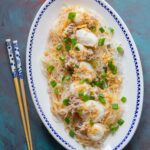 Chinese Steamed Squid with Garlic Ginger Sauce and Glass Noodles