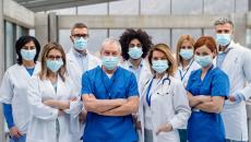 Group of healthcare workers wearing masks