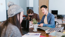 Employees at a tech startup